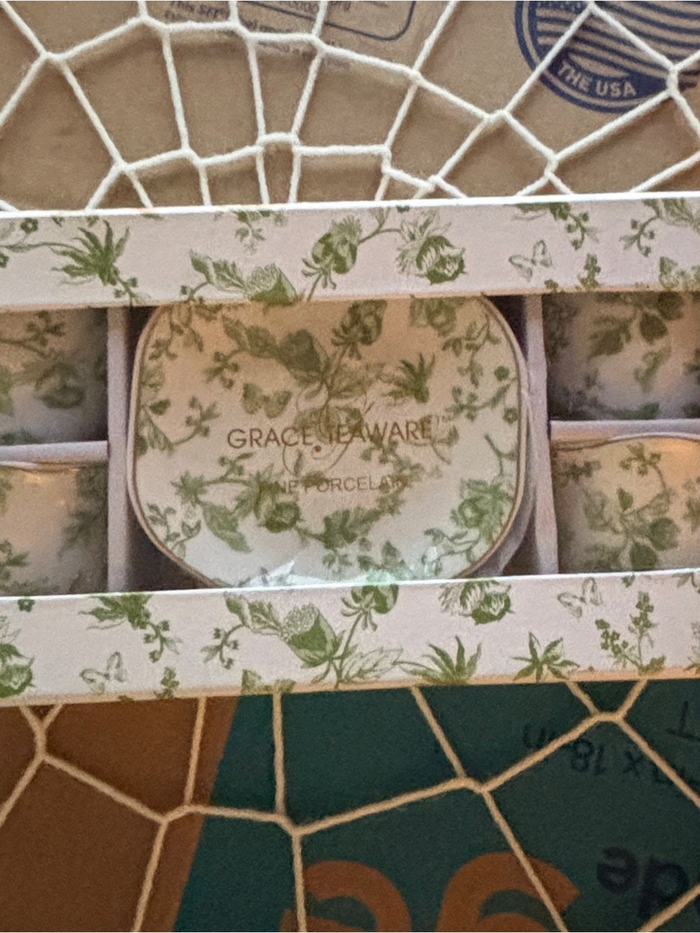 Grace Teaware Green Floral Porcelain Tea Set